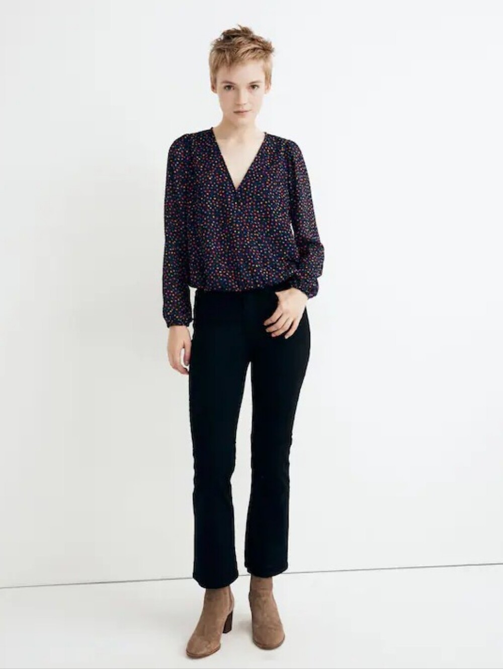 Madewell Lyric Wrap Top in Sugar Dot, Small